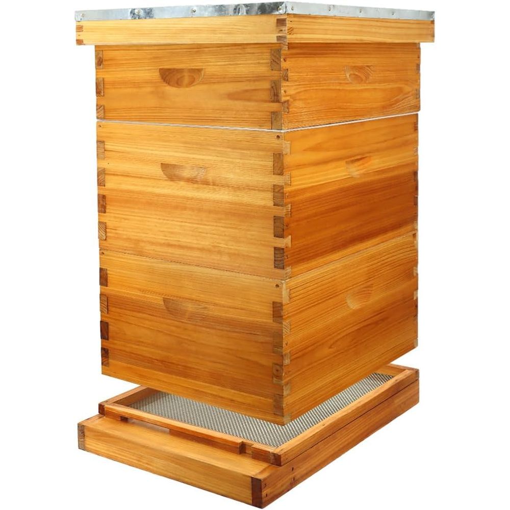 Beehive Frame Wax - 10-Rahmen-Bienenstock-Set mit gewachstem Bodenbrett, inklusive 2